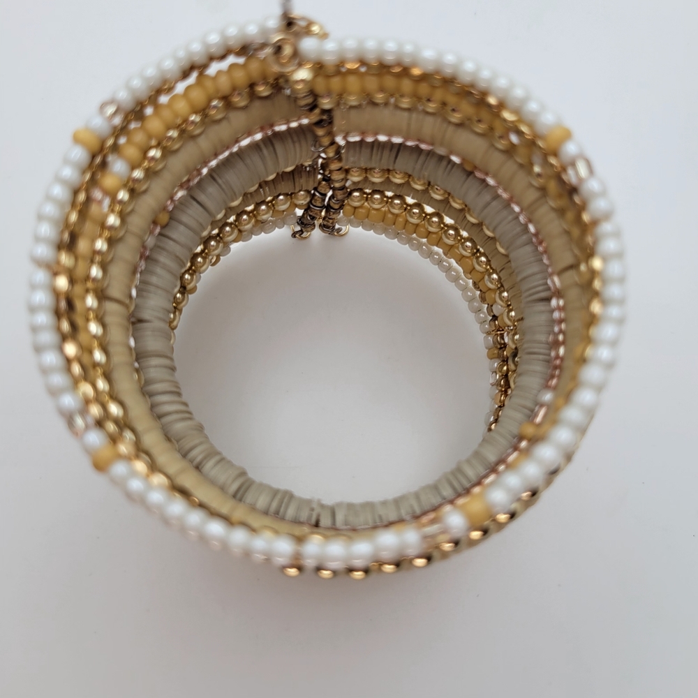 Adornia | NWT Mixed Midea Gold Beaded Cuff Bracelet - Picture 3 of 8